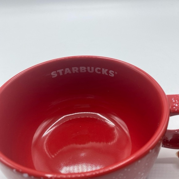 Starbucks 2019 Red Mug  With White Specks Ceramic Coffee Tea Soup Bowl 16 oz - Picture 4 of 6